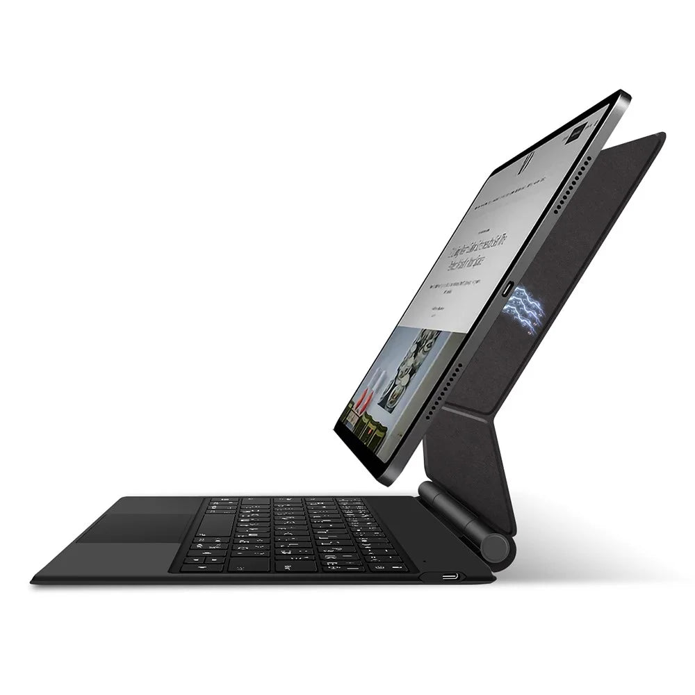 For iPad Pro 13 (2025) / 13 (2024) Smart Pogo Pin Direct Connection Keyboard (Russian Layout) + Leather Tablet Case - Black - 4