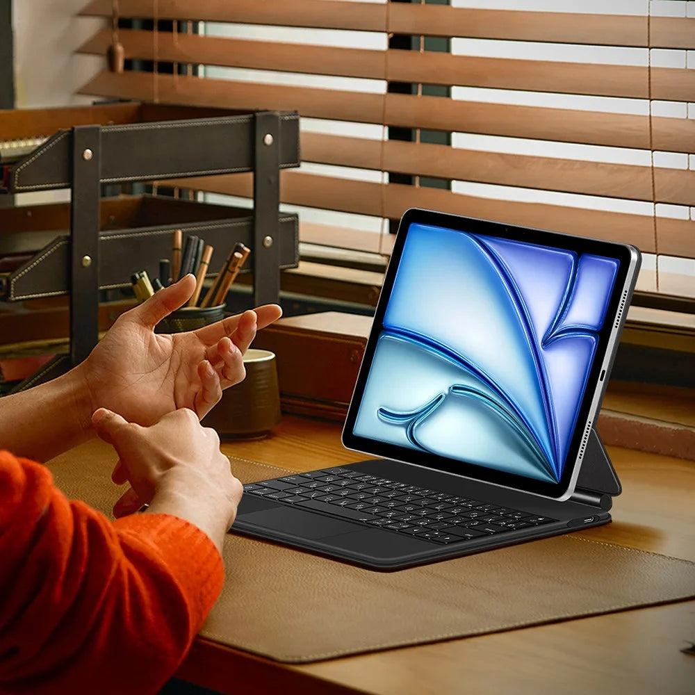 Keyboard For iPad Air 11 (2026) / (2025) (2024) / Air (2022) (2020) / Pro 11 (2022) (2021) (2020) (2018) Pogo Pin Direct Connection Keyboard (Russian) - Black - 6