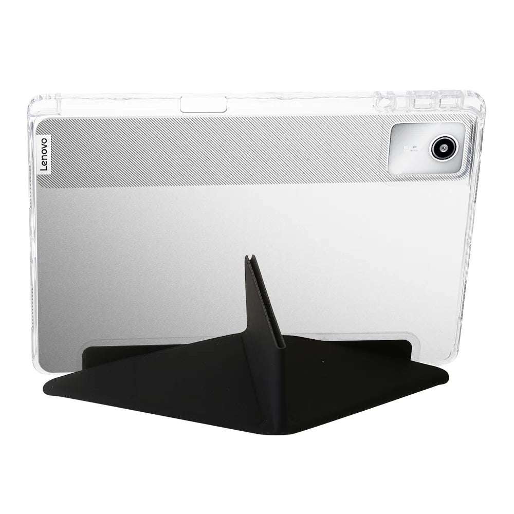 For Lenovo Tab K11 Gen 2 / Idea Tab / Xiaoxin Pad 11 2025 Case PU Leather Origami Stand Clear Tablet Cover - Black - 2