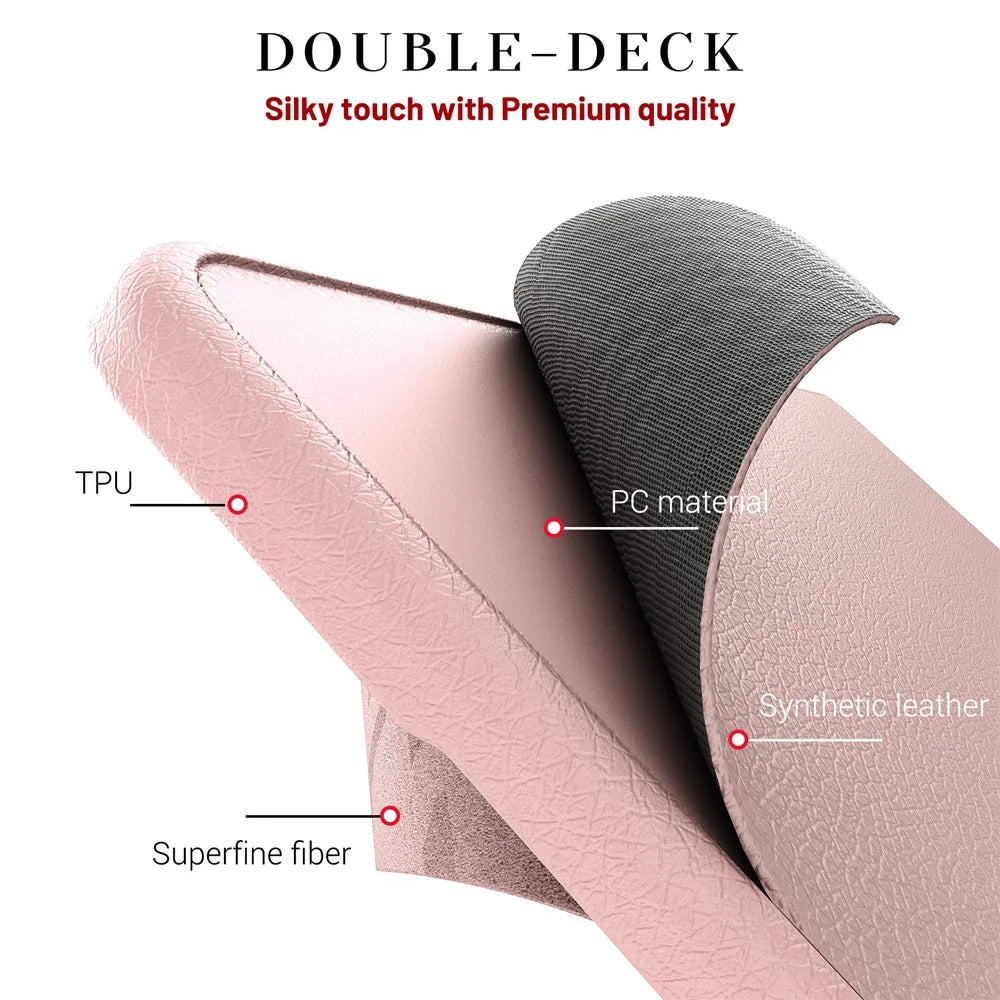 Laptop Case for MacBook Air 13 inch (2026) A3449 / (2025) A3240 / (2024) A3113 / (2022) A2681 Kickstand PU TPU PC Notebook Protective Cover - Pink - 7
