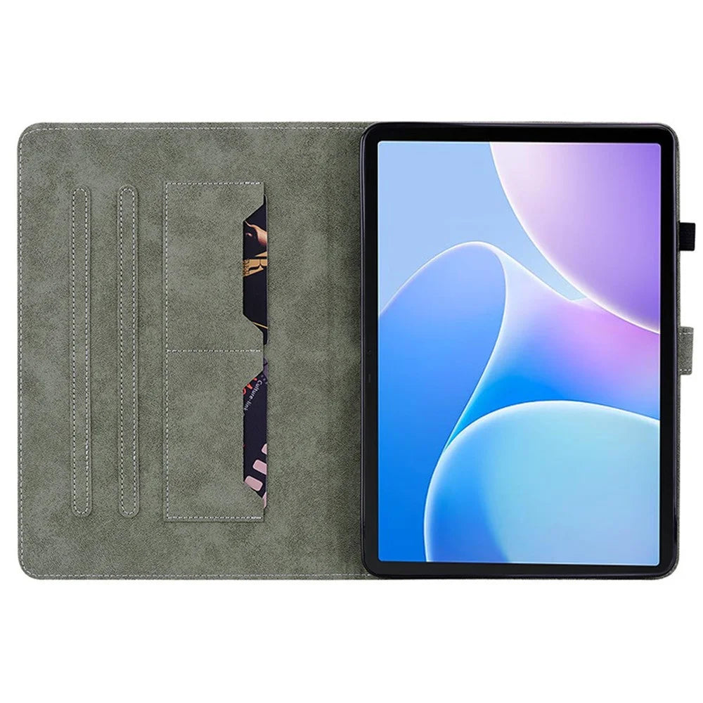 For Infinix Xpad 20 Case Card Holder Anti-Scratch Leather Cover Rose Flower Imprint - Pink - 2