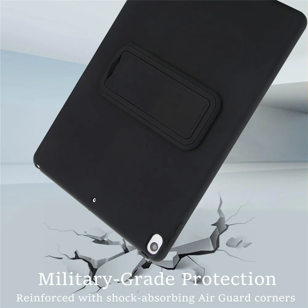 For iPad Air 10.5 inch (2019) Case TPU + PC Skin-Friendly Kickstand Tablet Cover - Black - 4
