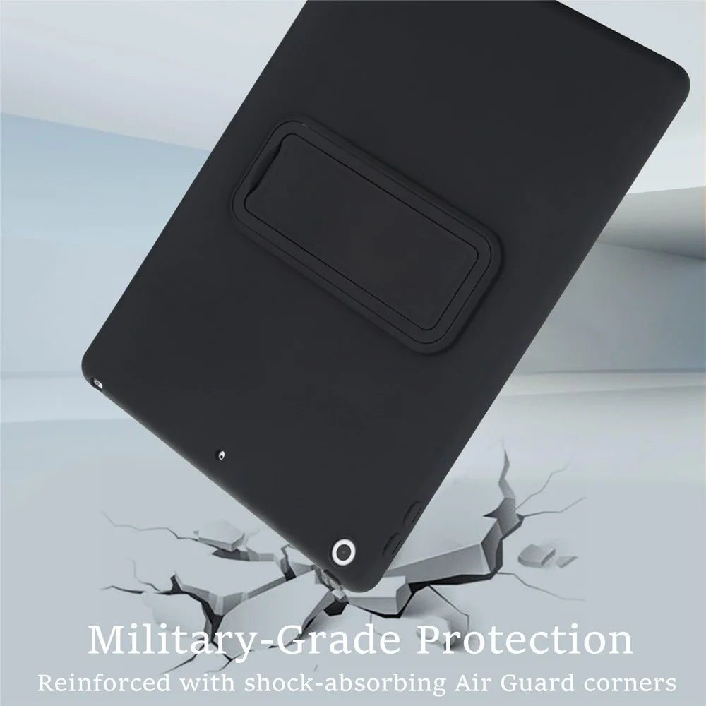 Kickstand Tablet Case for iPad 10.2 (2021) / (2020) / (2019) TPU + PC Skin-Friendly Protective Cover - Black - 4