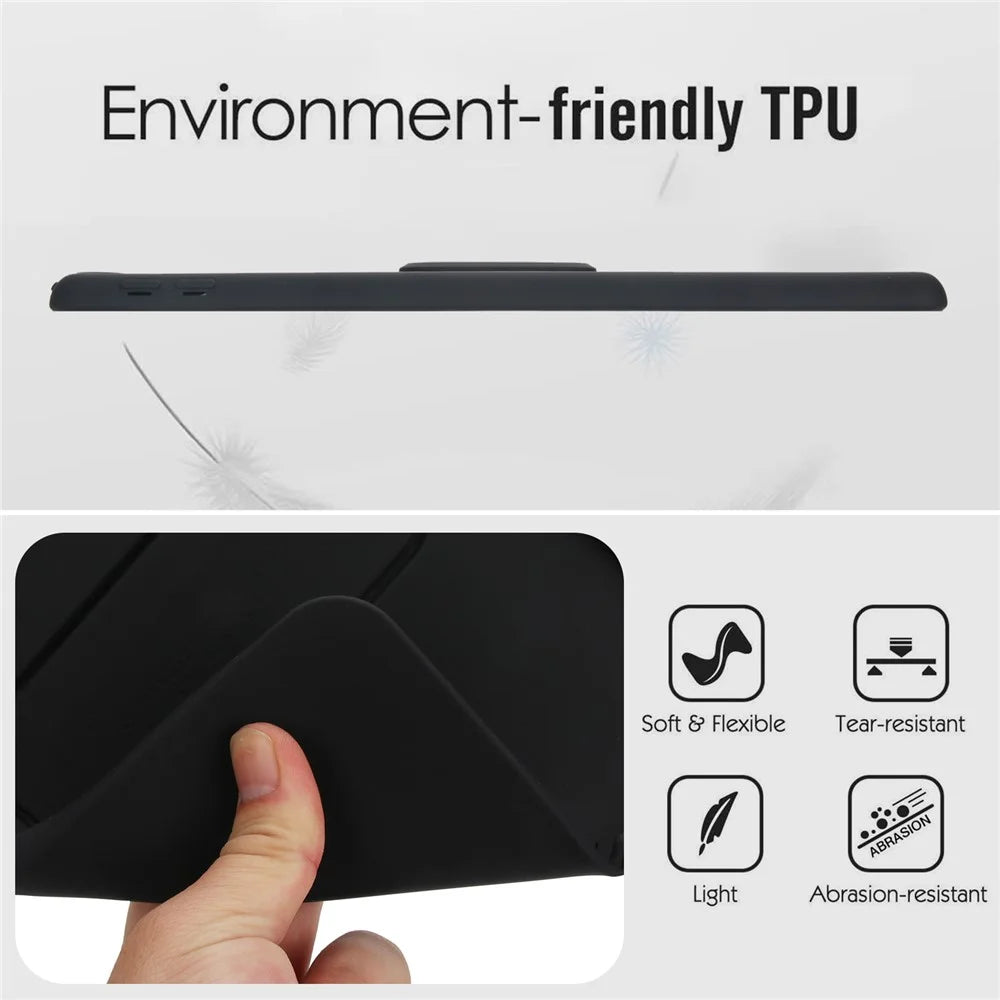 Kickstand Tablet Case for iPad 10.2 (2021) / (2020) / (2019) TPU + PC Skin-Friendly Protective Cover - Black - 7