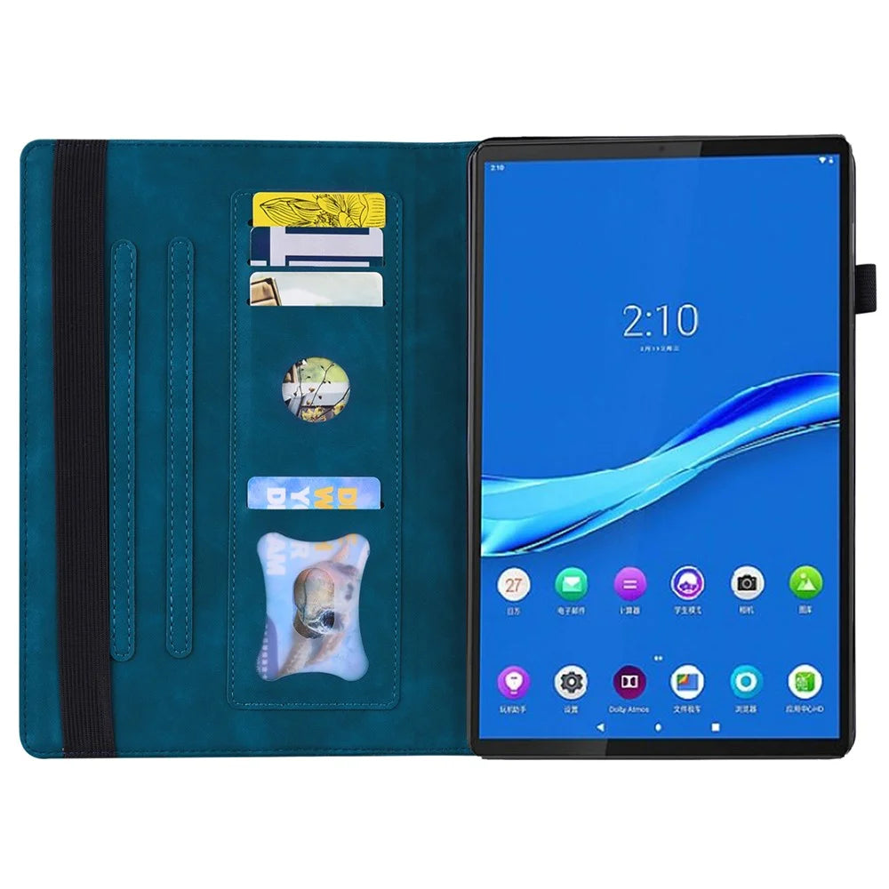 For Lenovo K9 / Tab One Case PU Leather Protective Folio Tablet Cover with Card Holder - Blue - 2