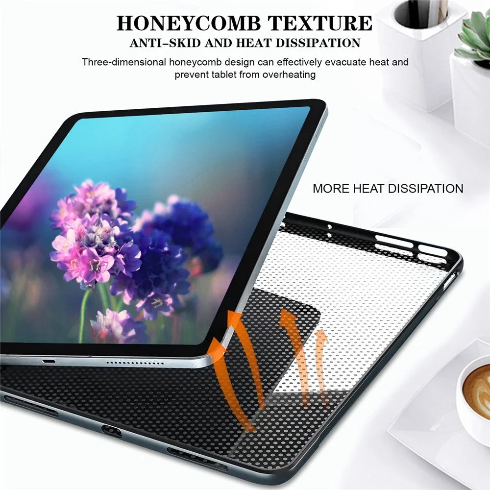 Tablet Case For iPad 9.7-inch (2018)  /  (2017)  /  Air 2  /  Air (2013) Pattern Printing Slim Soft TPU Cover - Black Orchid - 5