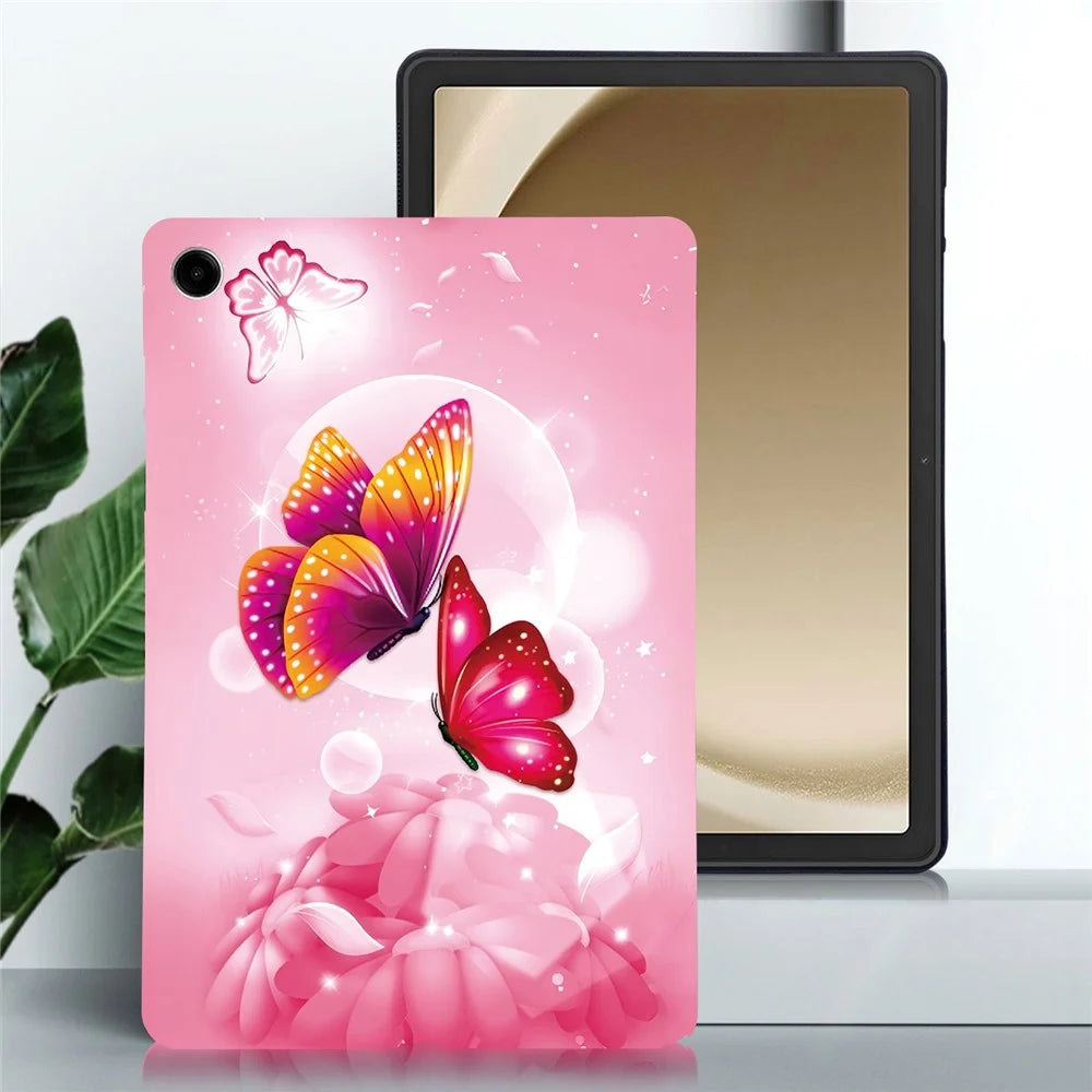 For Samsung Galaxy Tab A9+ Case Pattern Printing Slim Soft TPU Tablet Cover - Pink Butterfly - 2