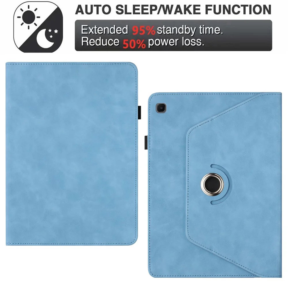 Tablet Case for Samsung Galaxy Tab S6 Lite (2024)  /  (2022)  /  (2020) Rotating Stand Solid Color PU Leather Cover - Sky Blue - 7