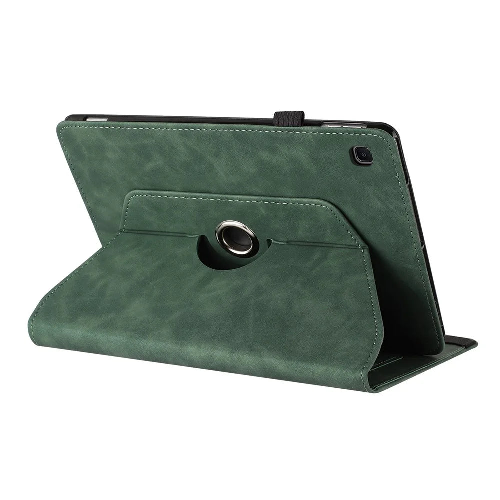 Tablet Case for Samsung Galaxy Tab A7 10.4 (2020) T500 T505 Rotating Stand Solid Color PU Leather Cover - Green - 4