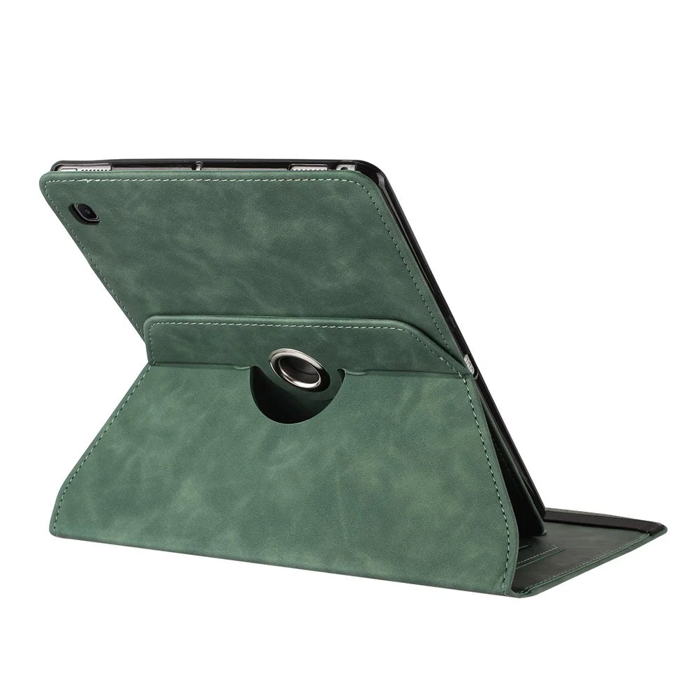 Tablet Case for Samsung Galaxy Tab A7 10.4 (2020) T500 T505 Rotating Stand Solid Color PU Leather Cover - Green - 5