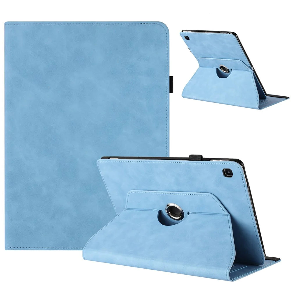 For Samsung Galaxy Tab A 10.1 (2019) SM-T510 (Wi-Fi) / SM-T515 (LTE) Case Rotating Stand Solid Color PU Leather Tablet Cover - Sky Blue - 1