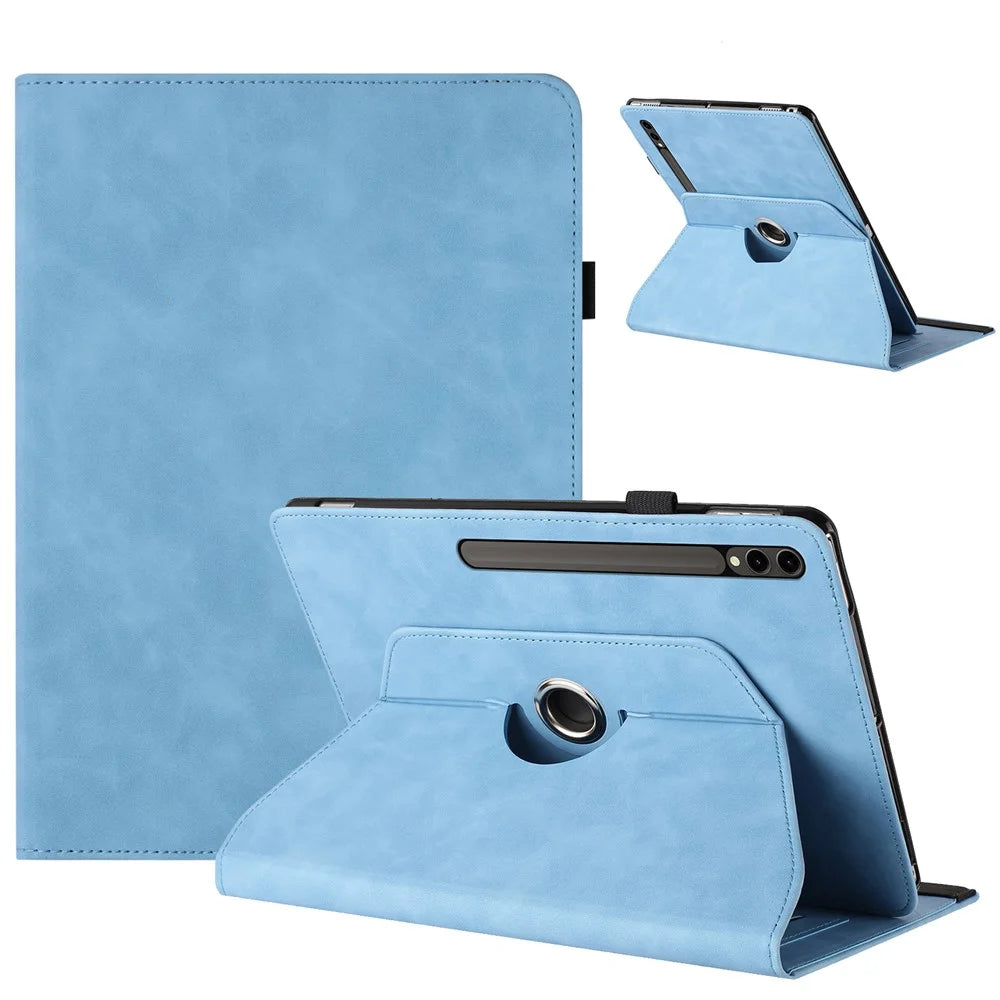 Tablet Case For Samsung Galaxy Tab S10+ / S9+ / S9 FE+ Rotating Stand Solid Color PU Leather Cover - Sky Blue - 1