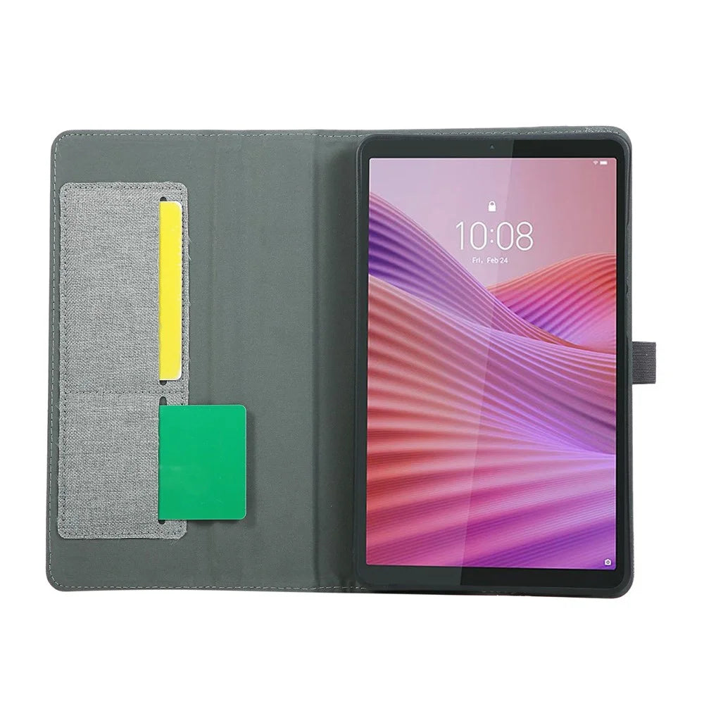 For Lenovo Tab K9 / Tab One Case with Stand Card Holder Cloth Texture Leather Tablet Cover - Grey - 2