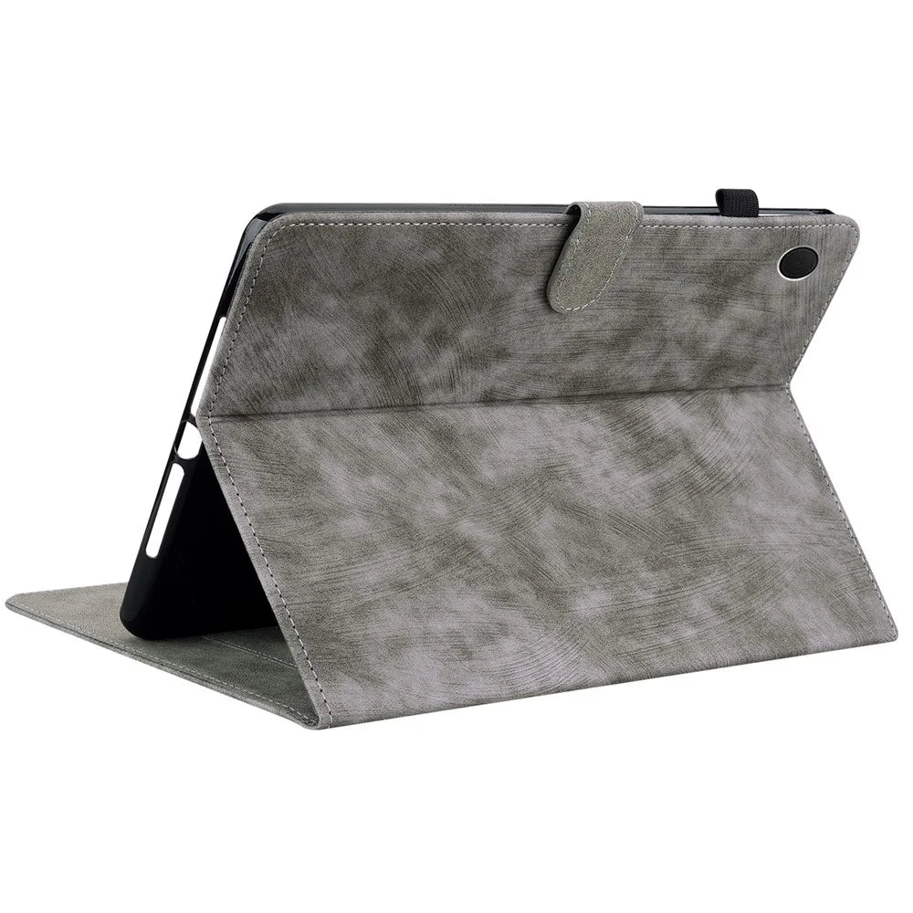 For Samsung Galaxy Tab A11 / A9 Case Tiger Imprint Anti-Scratch PU Leather Tablet Cover - Grey - 4