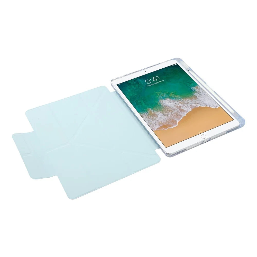 Stand Case for iPad 10.2 (2021) / (2020) / (2019) / iPad Air 10.5 inch (2019) / Pro 10.5-inch (2017) PU Leather Clear Acrylic Tablet Cover - Baby Blue - 3