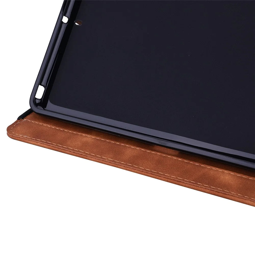 Tablet Case For Samsung Galaxy Tab S11 Ultra / S10 Ultra / S9 Ultra / S8 Ultra Card Slots Leather Cover Flower Pattern - Brown - 7