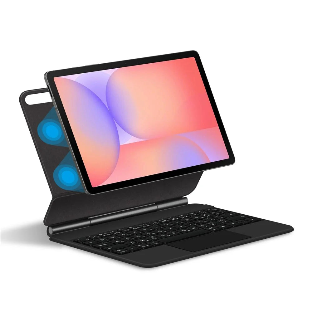 For Samsung Galaxy Tab S10 Lite Magnetic Floating Bluetooth-Compatible Keyboard (Japanese) + Leather Tablet Case - Black - 1