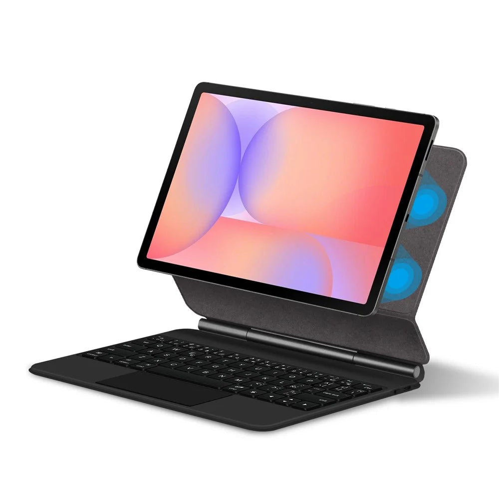 For Samsung Galaxy Tab S10 Lite Magnetic Floating Bluetooth-Compatible Keyboard (Spanish) + Leather Tablet Case - Black - 2