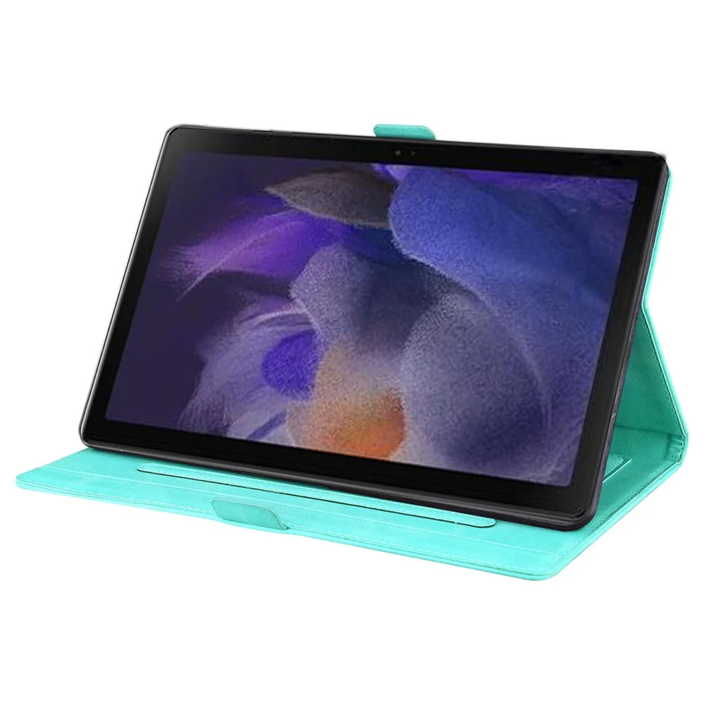 For Samsung Galaxy Tab A11 X133 X130 / Tab A9 Leather Case Imprinted Butterfly Tablet Cover Stand Card Slot - Green - 2