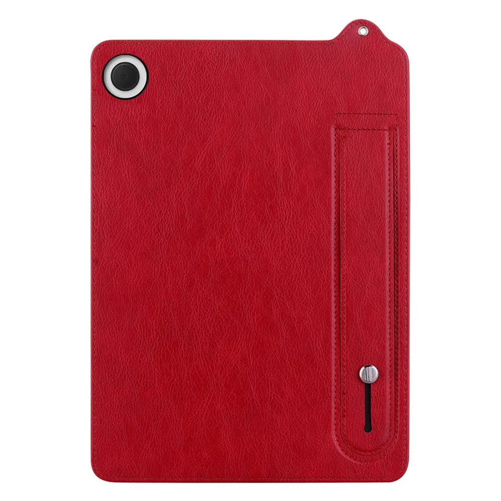 For Samsung Galaxy Tab A11 X133 X130 / Tab A9 Case Hand Strap Kickstand Leather Tablet Cover - Red - 4