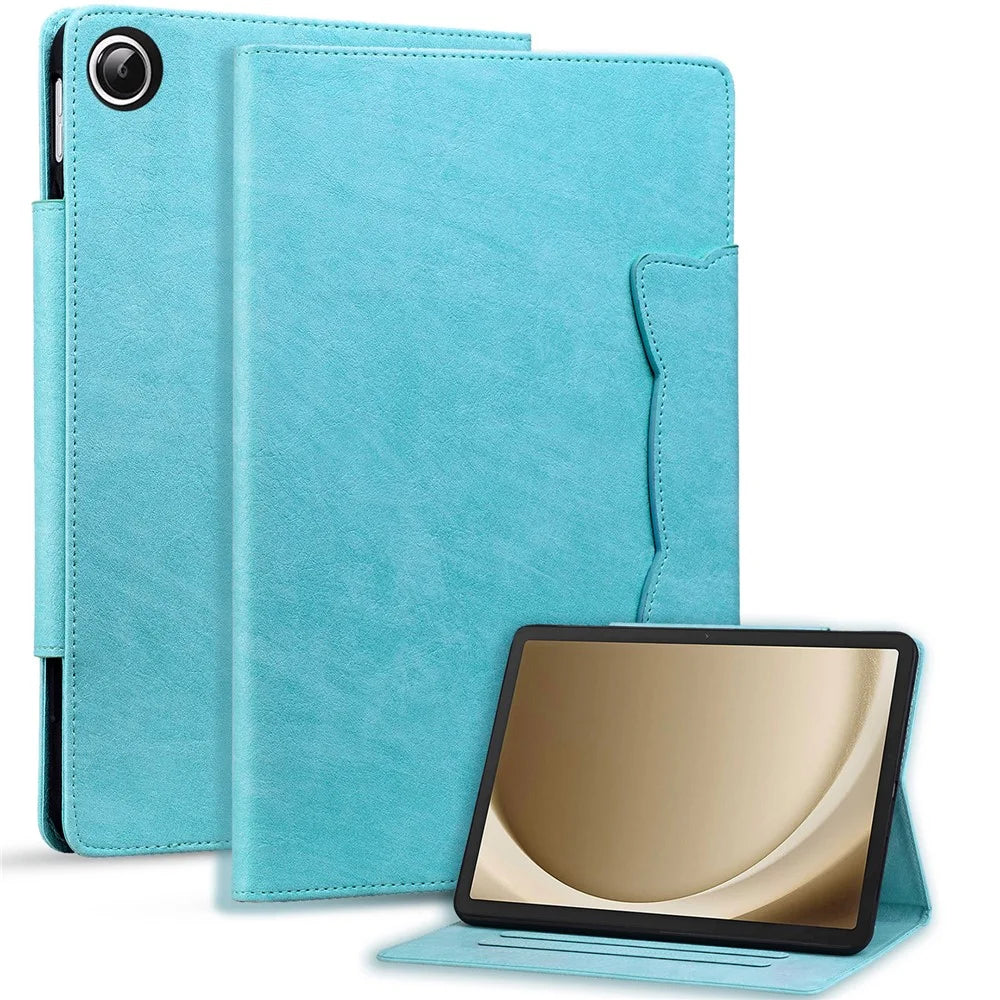 For Samsung Galaxy Tab A11 X133 X130 / Tab A9 Case Cat Buckle Closure Leather Protective Stand Cover - Baby Blue - 1