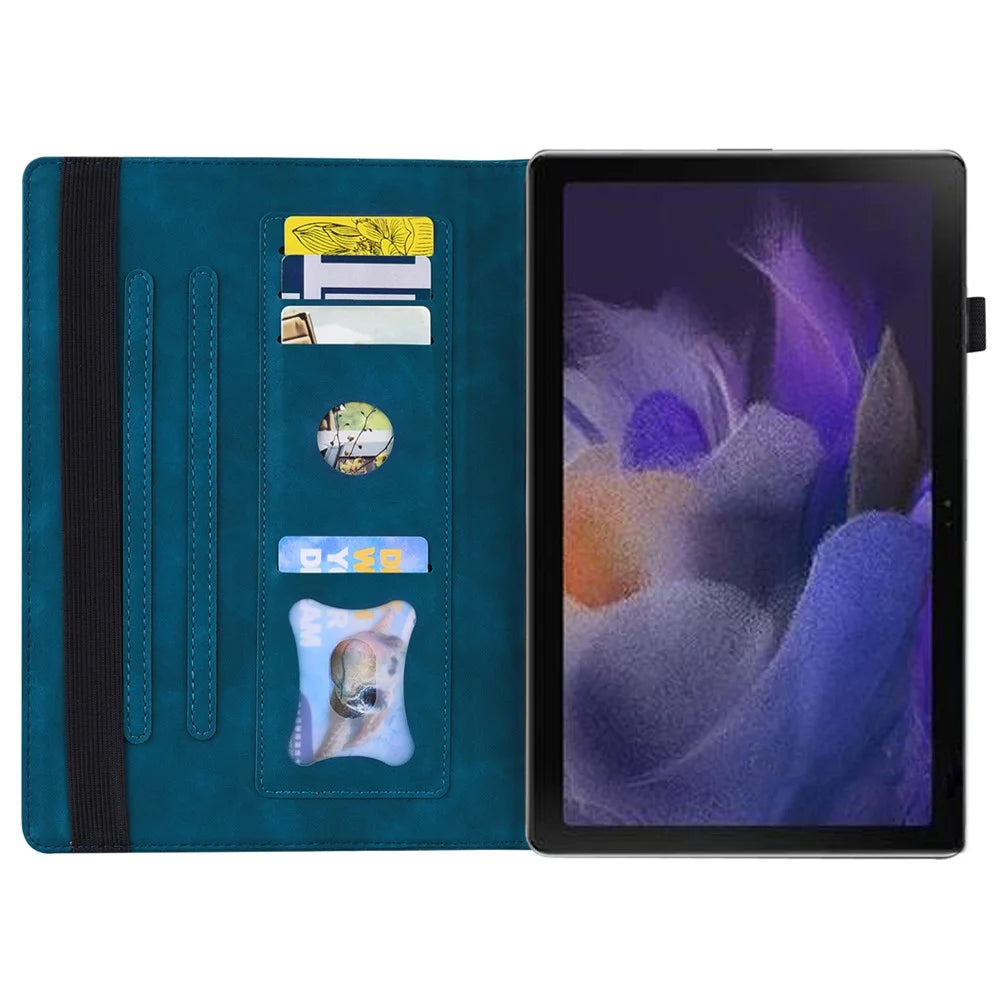 For Samsung Galaxy Tab A11 X133 X130 / Tab A9 Case PU Leather Protective Folio Tablet Cover with Card Holder - Blue - 2