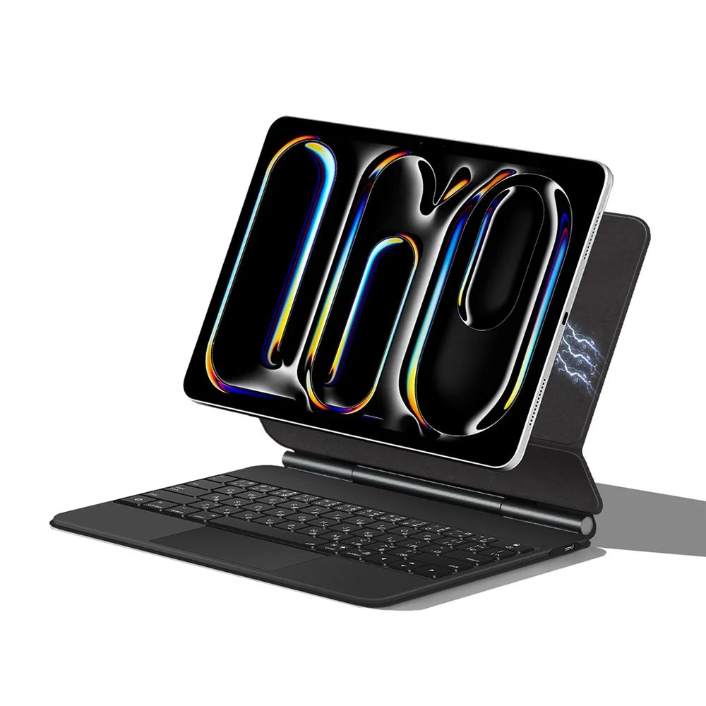 For iPad Pro 11 (2025) / 11 (2024) Smart Pogo Pin Direct Connection Keyboard (Japanese Layout) + Leather Tablet Case - Black - 3