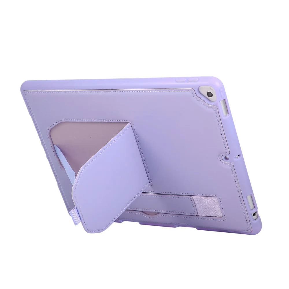 Tablet Case For iPad 10.2 (2021)  /  (2020)  /  (2019)  /  Air 10.5 inch (2019) Kickstand PU + TPU Cover with Wristband  /  Pen Slot - Purple - 2