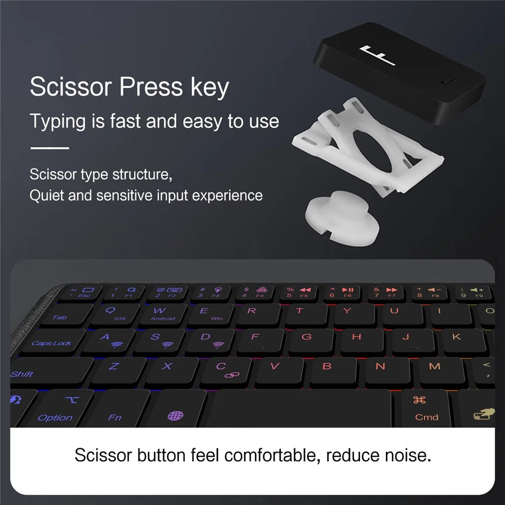 For Huawei MatePad Mini Leather Case + Bluetooth-Compatible Keyboard with Backlight Trackpad - 7