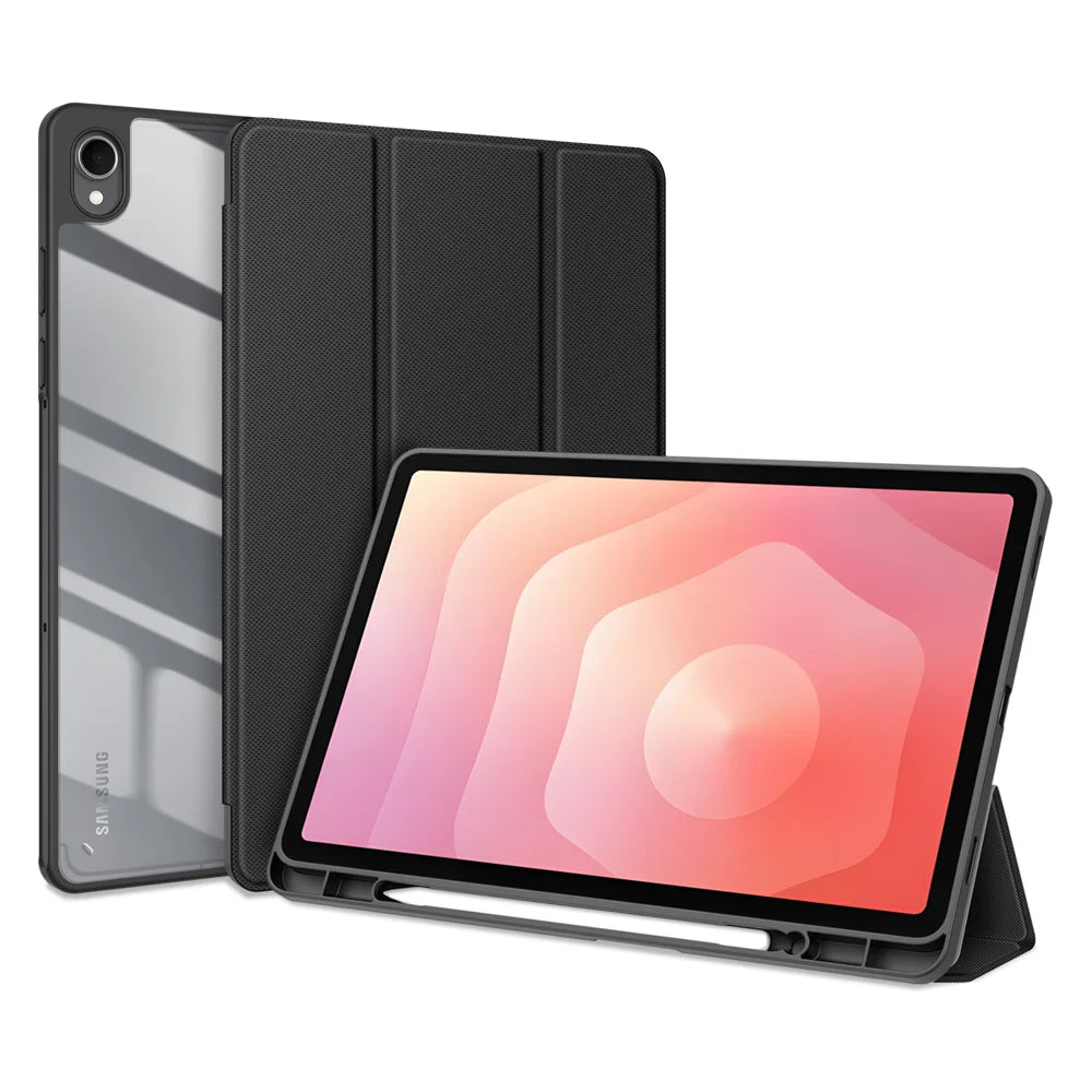 DUX DUCIS For Samsung Galaxy Tab S11 Case  TOBY Series Tri-fold Stand PU Leather Tablet Cover - Black - 1