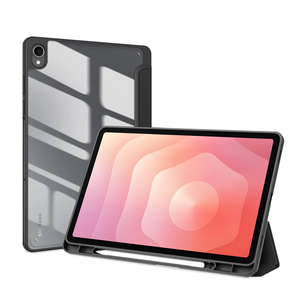 DUX DUCIS For Samsung Galaxy Tab S11 Case  TOBY Series Tri-fold Stand PU Leather Tablet Cover - Black - 4