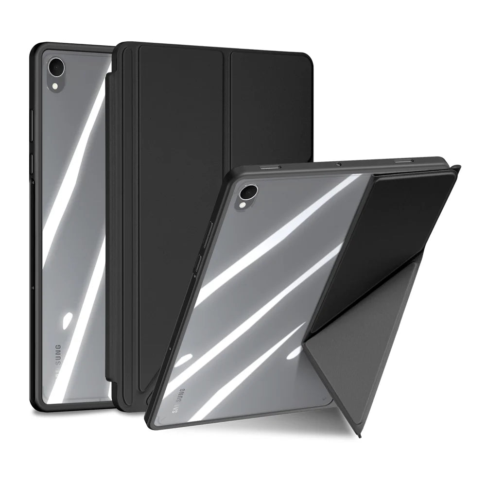 DUX DUCIS For Samsung Galaxy Tab S11 Case  Magi Series Detachable Origami Stand Leather+PC+TPU Clear Back Cover - Black - 1