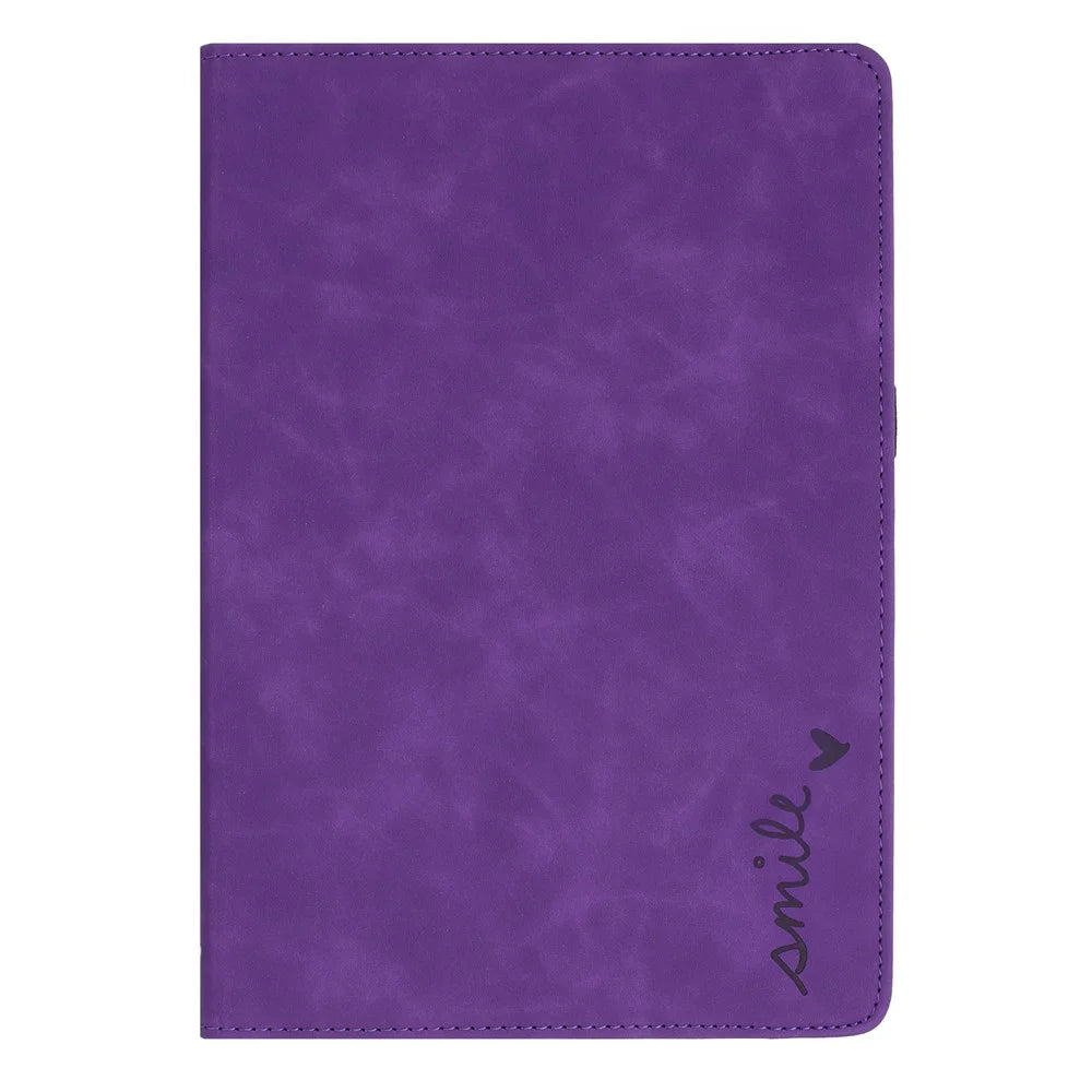 For Samsung Galaxy Tab A11+  /  A9+ Case Rotating Stand Card Holder Smile Imprinted Microfiber Leather Tablet Cover - Purple - 7