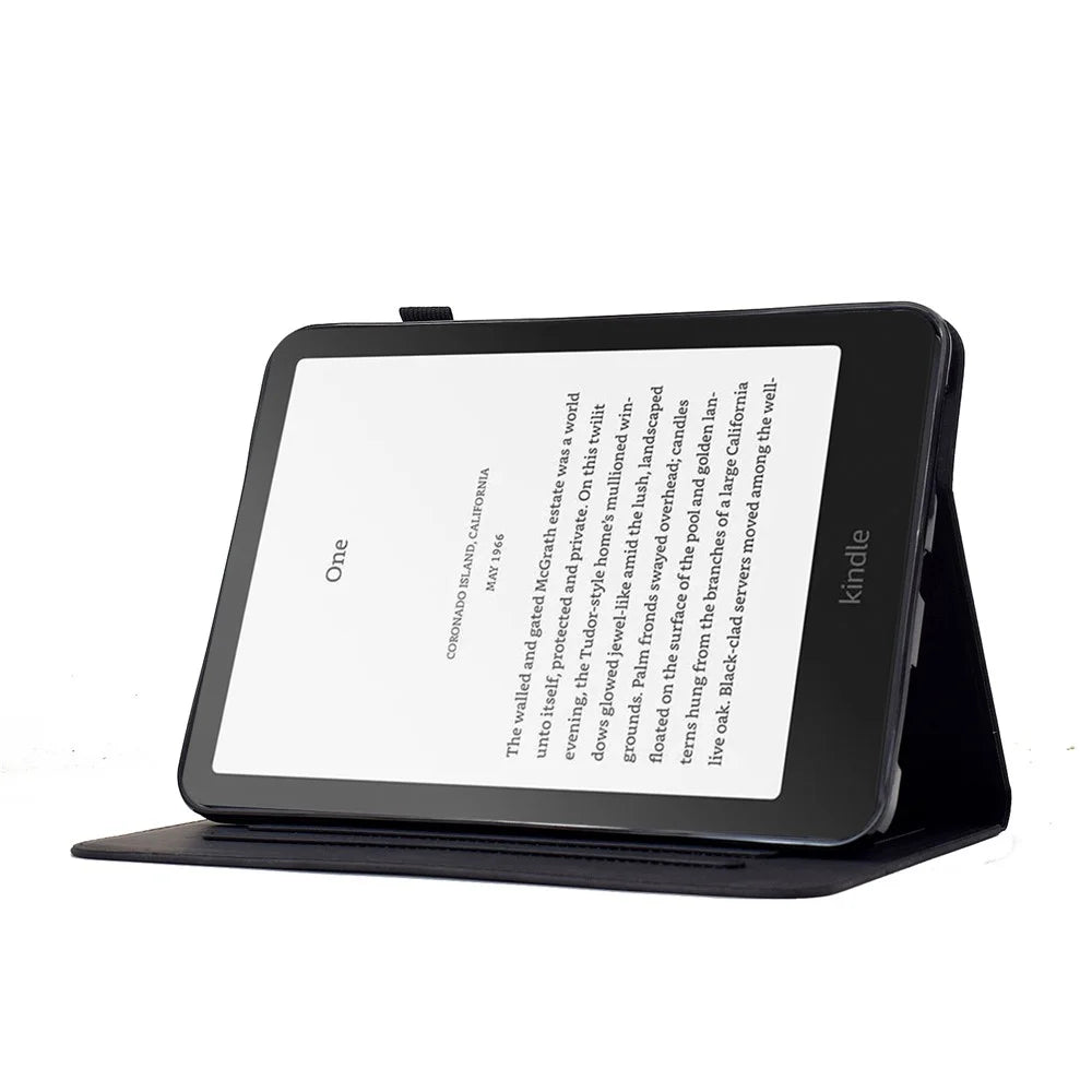 For Amazon Kindle Paperwhite (2024) Case Imprinted Plum Blossom Stand Card Slots Leather Tablet Cover with Auto Sleep / Wake - Black - 3
