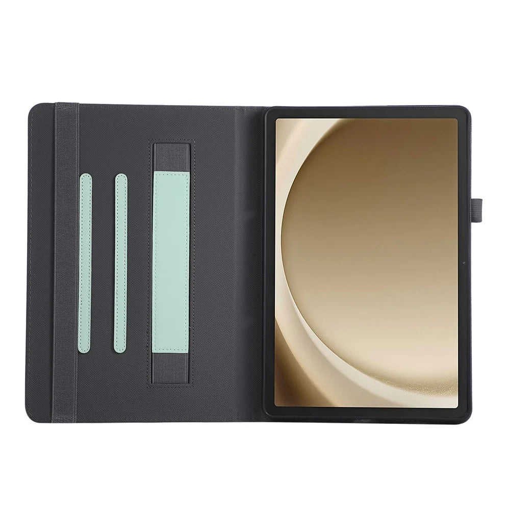 For Samsung Galaxy Tab A11+ / A9+ Case Foldable Stand Leather Tablet Cover with Handheld Wristband - Green - 2