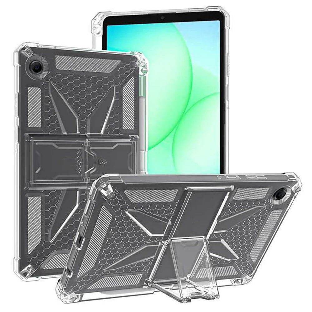 For Samsung Galaxy Tab A11 Clear Case Kickstand Shockproof TPU + PC Tablet Cover with Pen Slot - 1