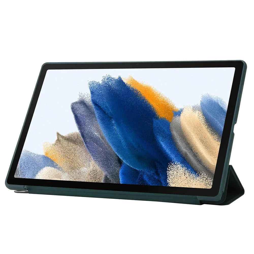 For Samsung Galaxy Tab A11+ Case PU Leather+Silicone Origami Stand Protective Cover - Black - 2