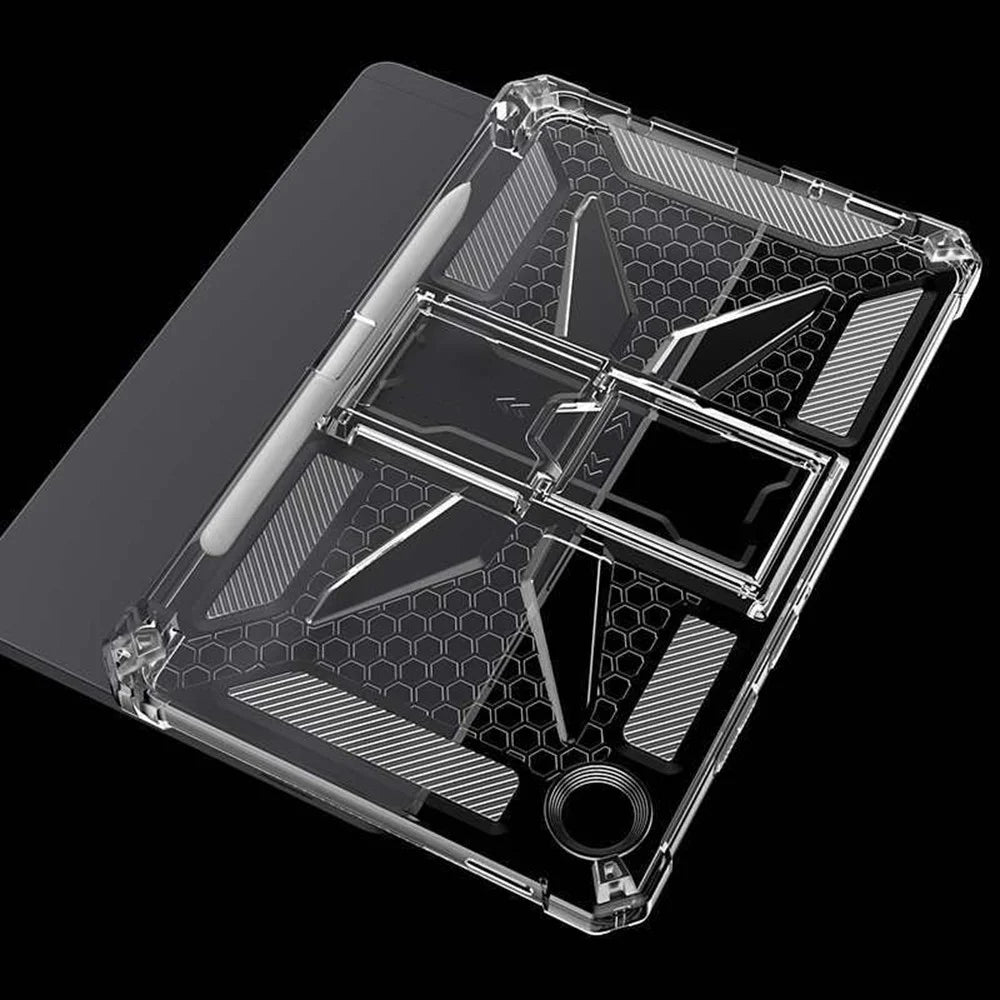 For Samsung Galaxy Tab A11+ Clear Case Kickstand Shockproof TPU + PC Tablet Cover with Pen Slot - 5