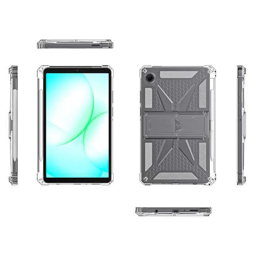 For Samsung Galaxy Tab A11+ Clear Case Kickstand Shockproof TPU + PC Tablet Cover with Pen Slot - 7