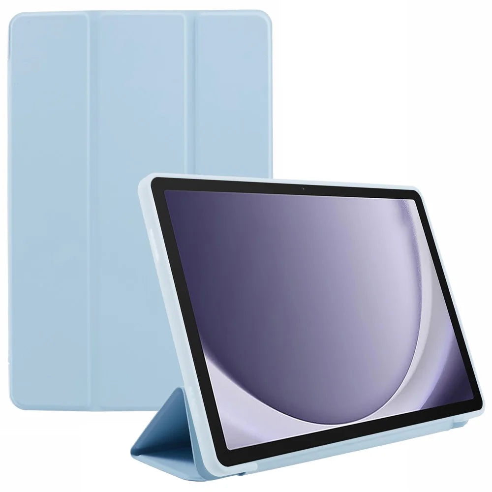 For Samsung Galaxy Tab A11+ Case Leather + Honeycomb TPU Tablet Cover Tri-Fold Stand - Baby Blue - 1