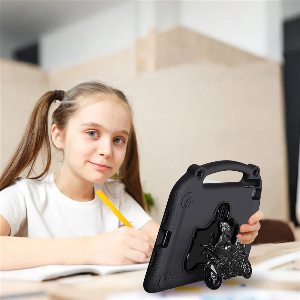 EVA Case For iPad 10.2 (2021)  /  (2020)  /  (2019)  /  Air 10.5 inch (2019) Motorcycle Kickstand Shockproof Tablet Cover with Handle - Black - 4