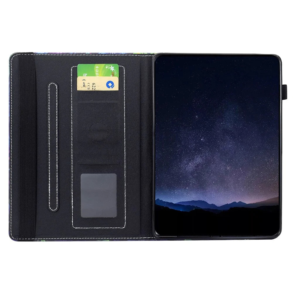 For iPad (2025) / iPad 10.9 (2022) Leather Case Pattern Print Card Slots Stand Auto Sleep Wake Tablet Cover - Colorful Cat - 2