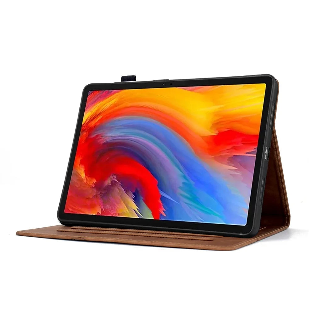 For Lenovo Xiaoxin Pad 12.1 (2025) Case Flower Bird Imprinted Card Holder Leather Tablet Cover - Brown - 3