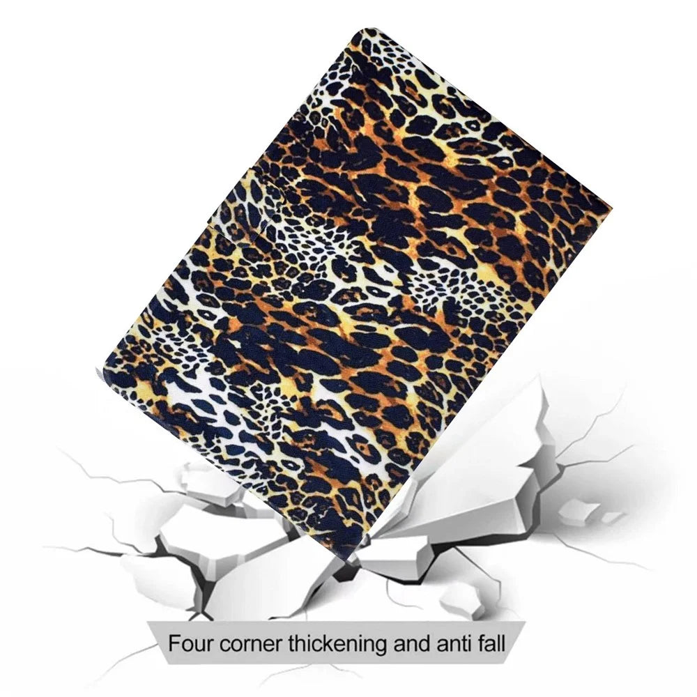 For Samsung Galaxy Tab A8 10.5 (2021) SM-X200 / X205 / Tab A8 10.5 (2022) Anti-drop Magnetic Pattern Printing Cover Folio Flip Auto Wake / Sleep PU Leather Stand Case with Card Slots - Leopard - 7