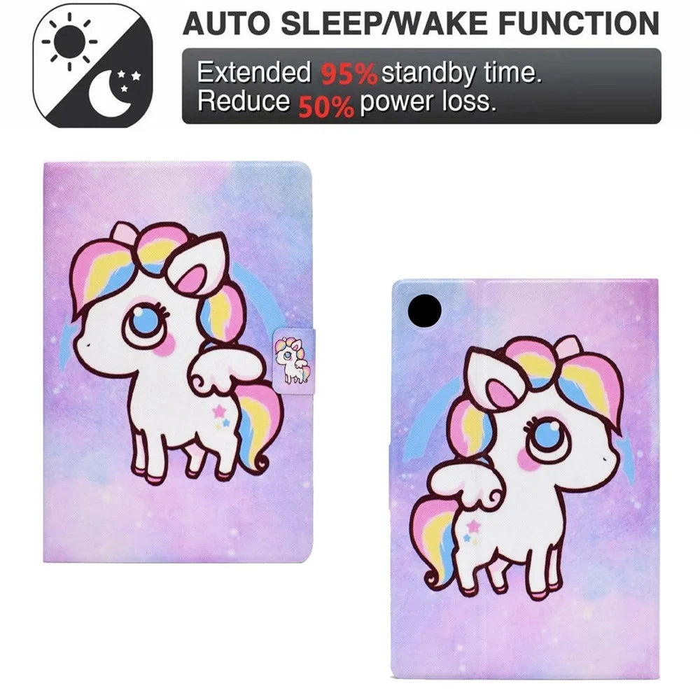 For Samsung Galaxy Tab A8 10.5 (2021) SM-X200 / X205 / Tab A8 10.5 (2022) Dual-sided Magnetic Pattern Printing Cover Anti-drop PU Leather Stand Stitching Case with Card Slots - Colorful Horse - 4