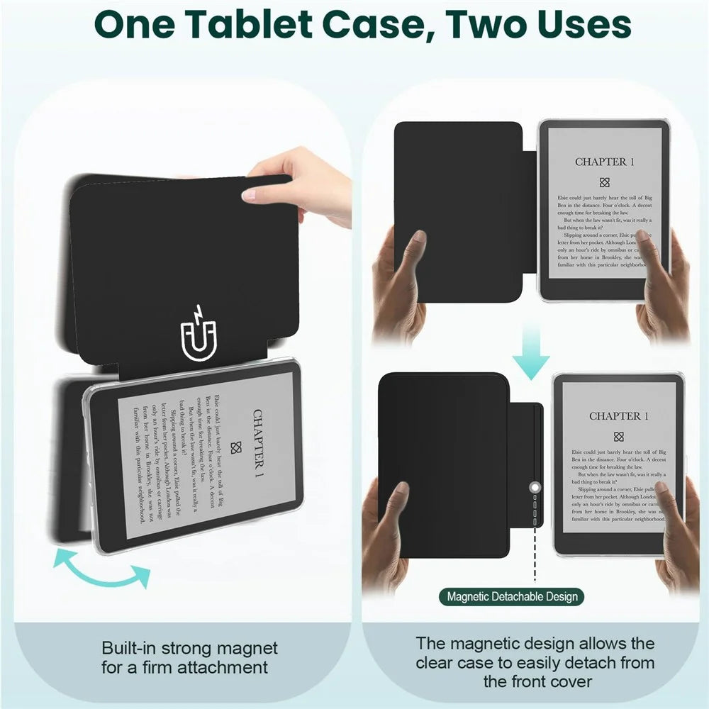 For Amazon Kindle Paperwhite 4 (2018) Case Magnetic Detachable Acrylic + PU Leather Cover Auto Wake  /  Sleep - Black - 2