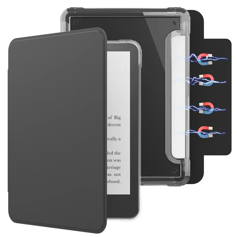 For Amazon Kindle 11th (2024)  /  Kindle 6" (2022) Case Magnetic Detachable Acrylic + PU Leather Cover Auto Wake  /  Sleep - Black - 1