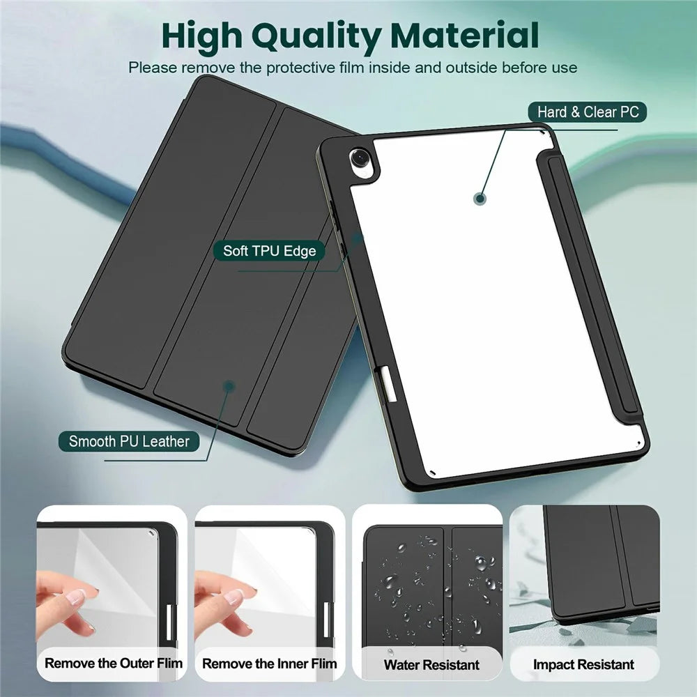 For Samsung Galaxy Tab S11 Folding Stand Leather Case Magnetic Detachable Tablet Cover with Auto Wake / Sleep - Black - 2
