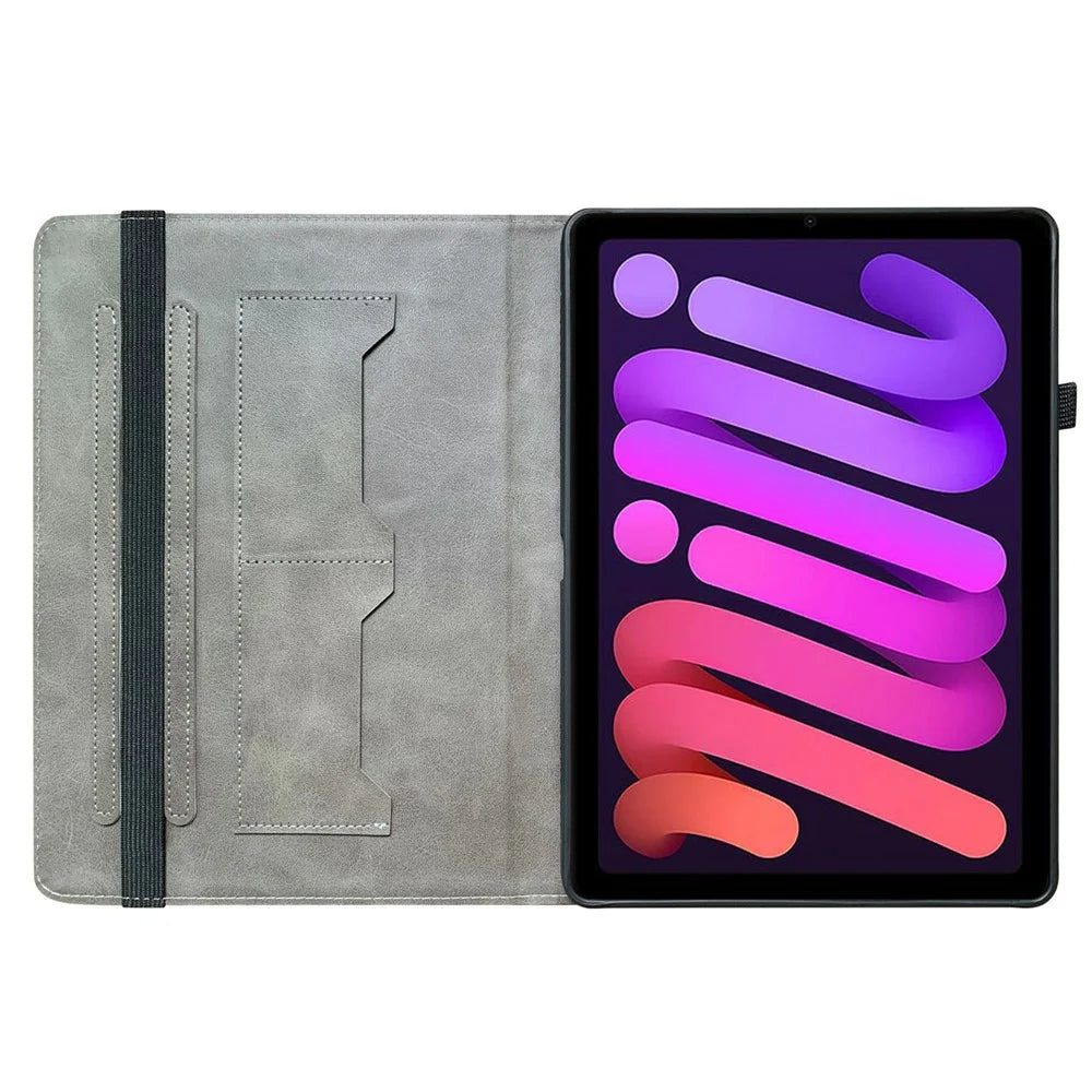 For iPad mini (2024)  /  (2021) Leather Case Pattern Printed Stand Tablet Cover with Card Slots - Pink Butterfly - 2