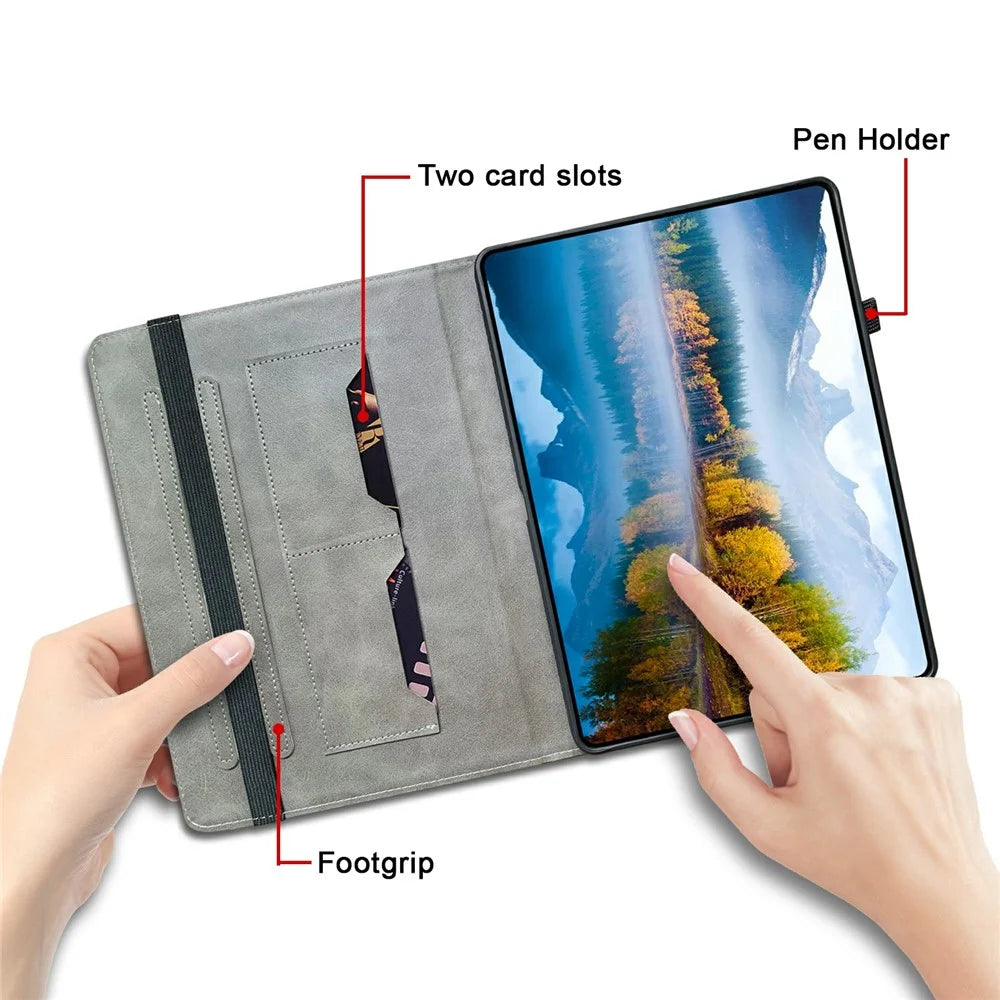 For Samsung Galaxy Tab A11  /  A9 Leather Case Pattern Printed Stand Tablet Cover with Card Slots - Pink Butterfly - 5
